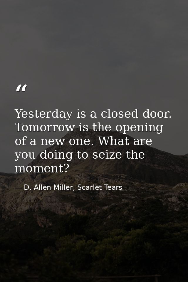 Yesterday is a closed door. Tomorrow is the opening of a new one. What are you doing to seize the moment? — D. Allen Miller, Scarlet Tears