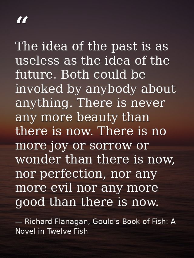 The idea of the past is as useless as the idea of the future. Both could be invoked by anybody about anything. There is  — Richard Flanagan, Gould's Book of Fish: A Novel in Twelve Fish