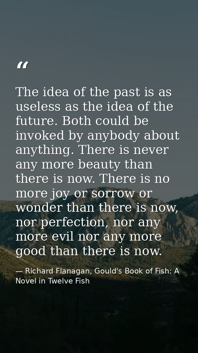 The idea of the past is as useless as the idea of the future. Both could be invoked by anybody about anything. There is  — Richard Flanagan, Gould's Book of Fish: A Novel in Twelve Fish