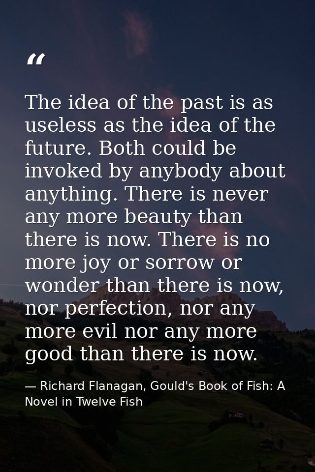 The idea of the past is as useless as the idea of the future. Both could be invoked by anybody about anything. There is  — Richard Flanagan, Gould's Book of Fish: A Novel in Twelve Fish