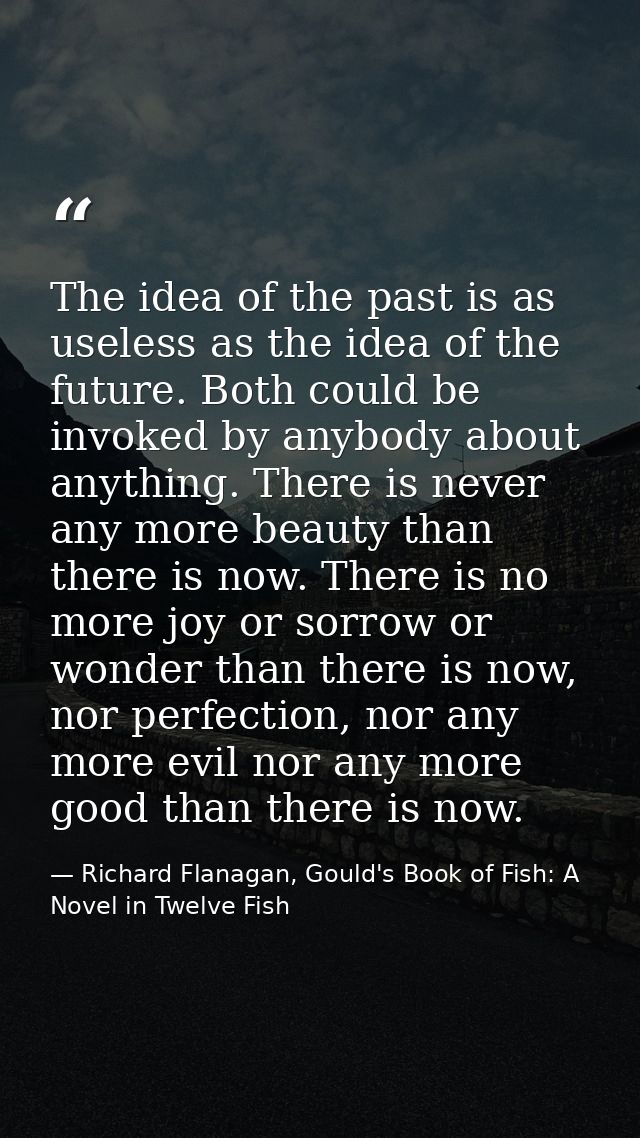 The idea of the past is as useless as the idea of the future. Both could be invoked by anybody about anything. There is  — Richard Flanagan, Gould's Book of Fish: A Novel in Twelve Fish