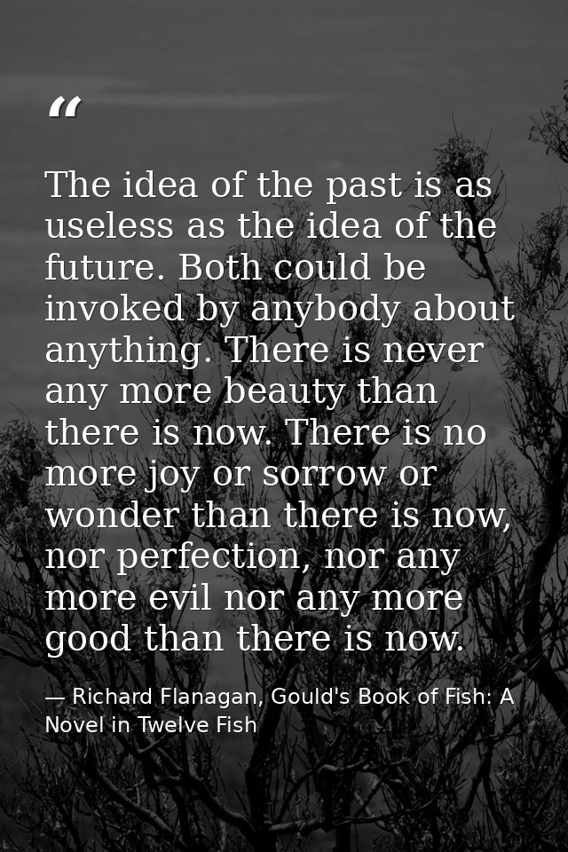 The idea of the past is as useless as the idea of the future. Both could be invoked by anybody about anything. There is  — Richard Flanagan, Gould's Book of Fish: A Novel in Twelve Fish