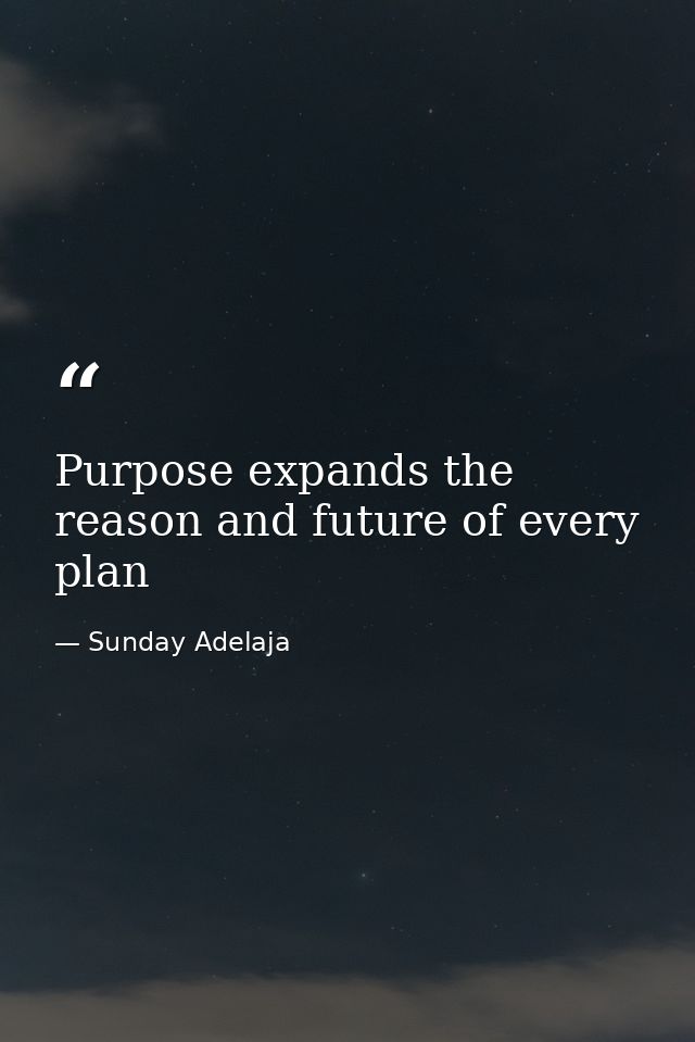 Purpose expands the reason and future of every plan — Sunday Adelaja