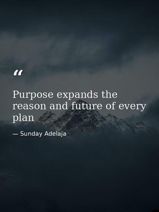 Purpose expands the reason and future of every plan — Sunday Adelaja