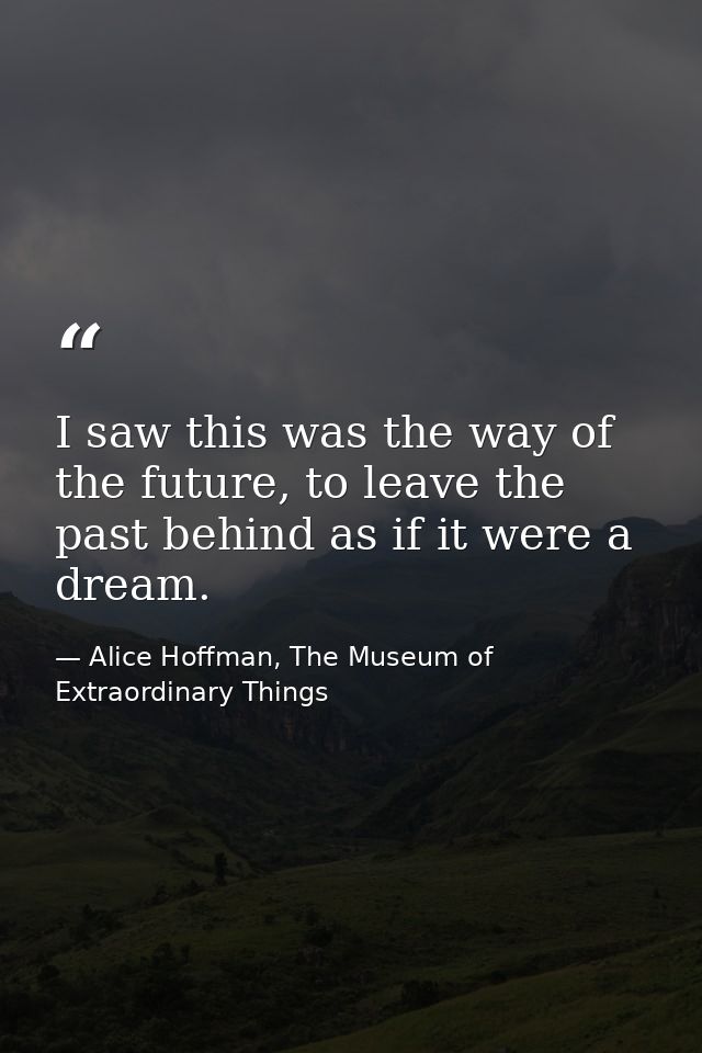 I saw this was the way of the future, to leave the past behind as if it were a dream. — Alice Hoffman, The Museum of Extraordinary Things