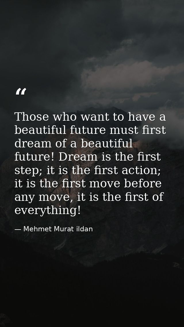 Those who want to have a beautiful future must first dream of a beautiful future! Dream is the first step; it is the fir — Mehmet Murat ildan