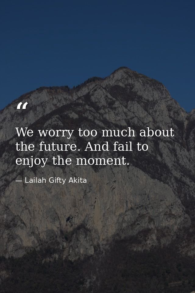 We worry too much about the future. And fail to enjoy the moment. — Lailah Gifty Akita
