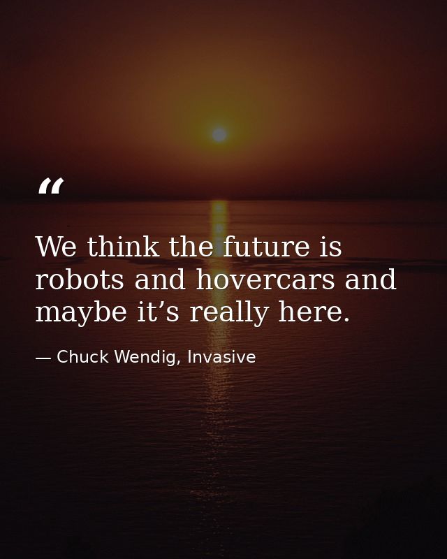 We think the future is robots and hovercars and maybe it’s really here. — Chuck Wendig, Invasive