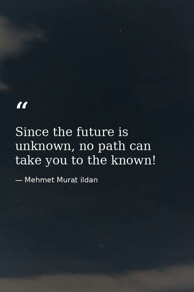 Since the future is unknown, no path can take you to the known! — Mehmet Murat ildan