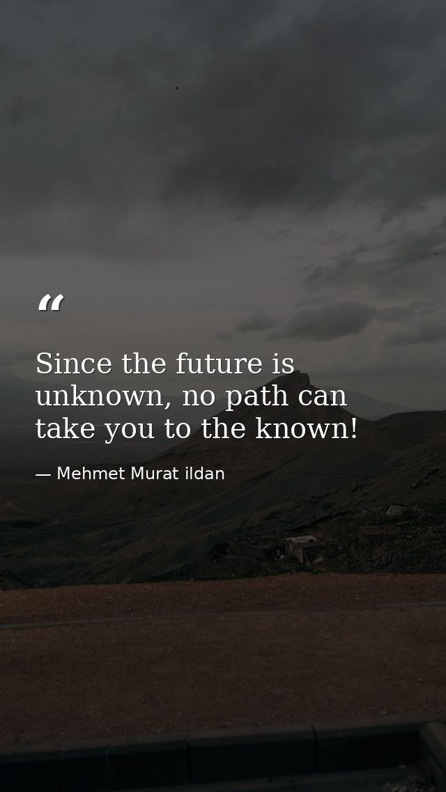 Since the future is unknown, no path can take you to the known! — Mehmet Murat ildan
