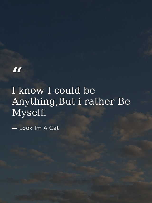 I know I could be Anything,But i rather Be Myself. — Look Im A Cat