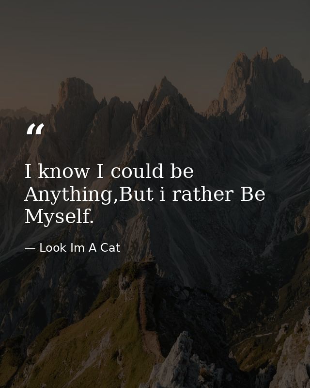 I know I could be Anything,But i rather Be Myself. — Look Im A Cat
