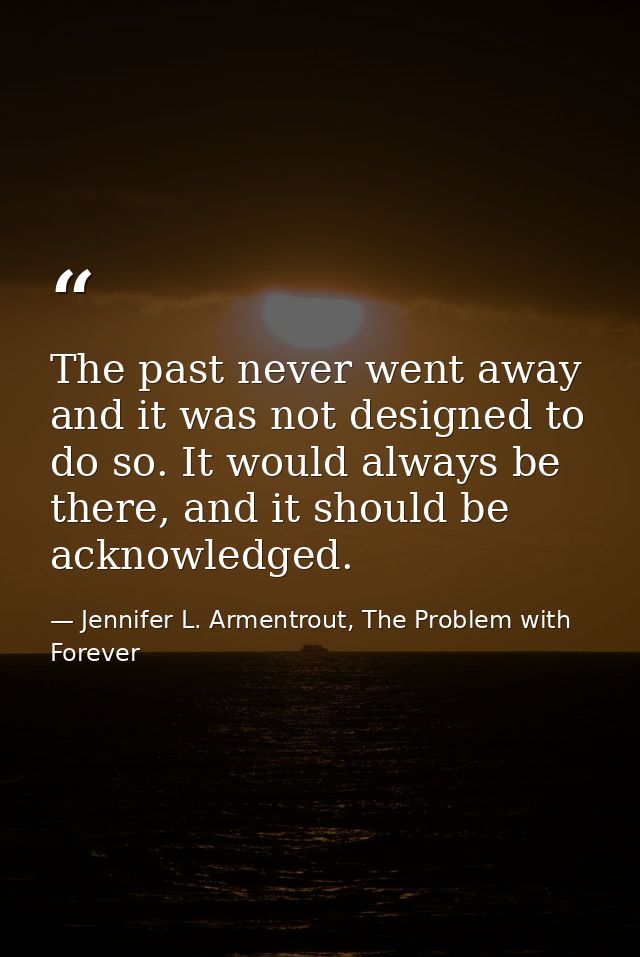 The past never went away and it was not designed to do so. It would always be there, and it should be acknowledged. — Jennifer L. Armentrout, The Problem with Forever