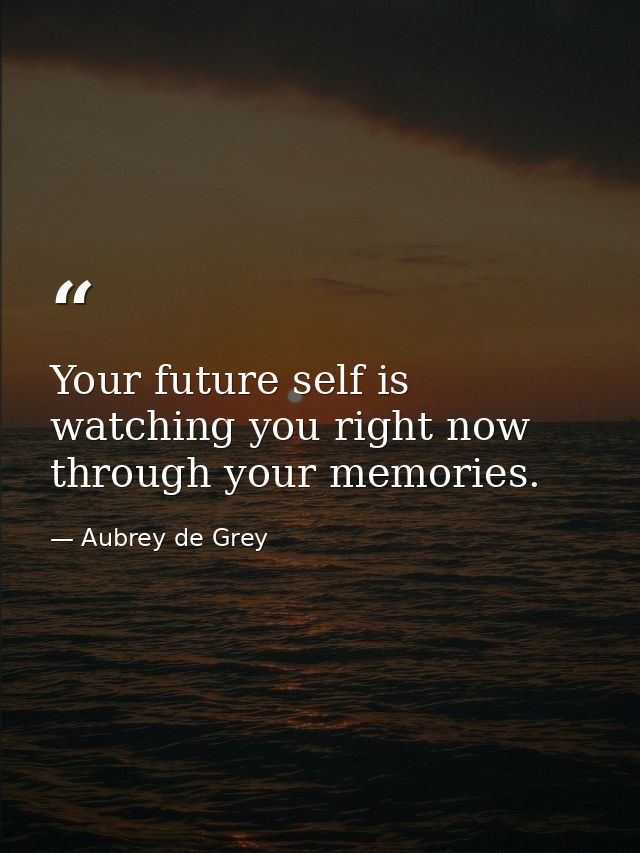 Your future self is watching you right now through your memories. — Aubrey de Grey