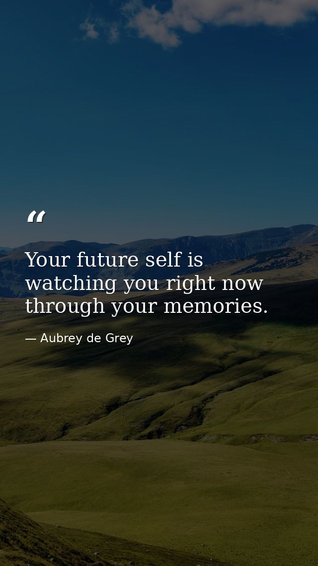 Your future self is watching you right now through your memories. — Aubrey de Grey