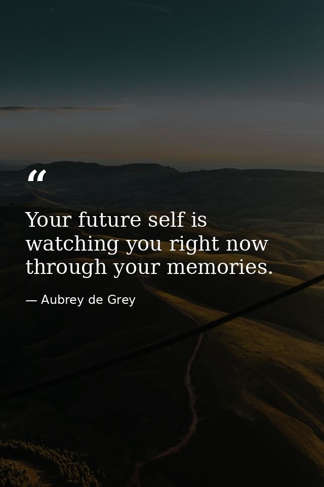Your future self is watching you right now through your memories. — Aubrey de Grey