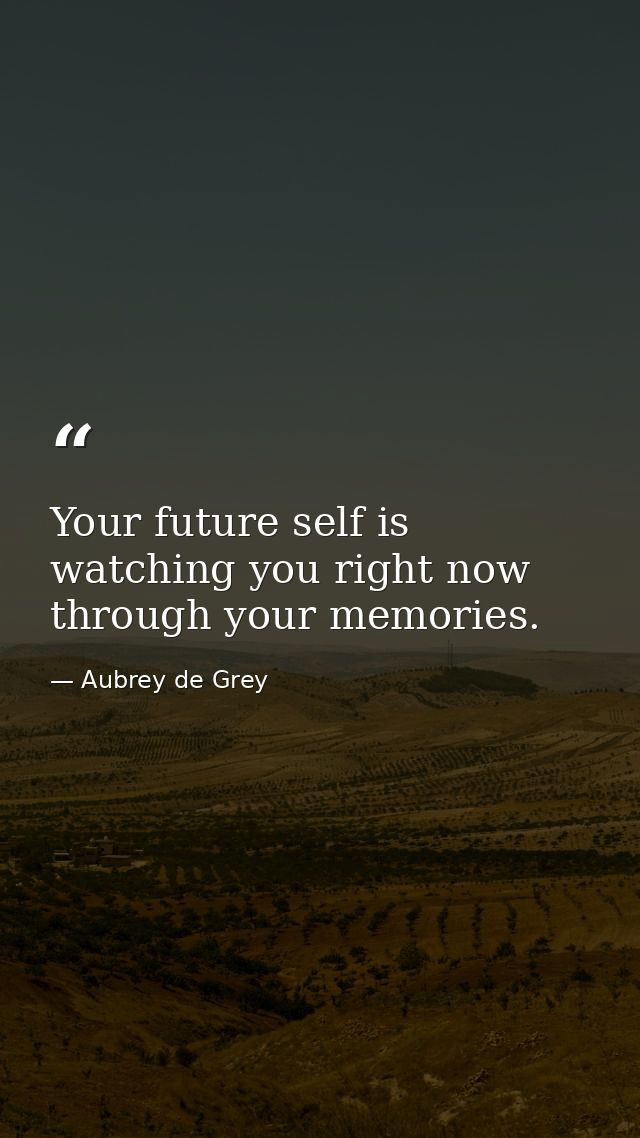 Your future self is watching you right now through your memories. — Aubrey de Grey