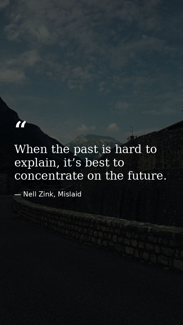 When the past is hard to explain, it’s best to concentrate on the future. — Nell Zink, Mislaid