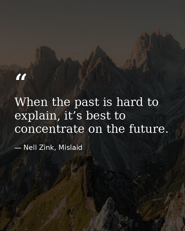 When the past is hard to explain, it’s best to concentrate on the future. — Nell Zink, Mislaid