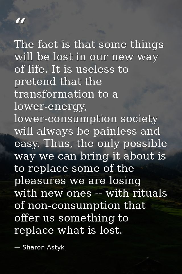 The fact is that some things will be lost in our new way of life. It is useless to pretend that the transformation to a  — Sharon Astyk