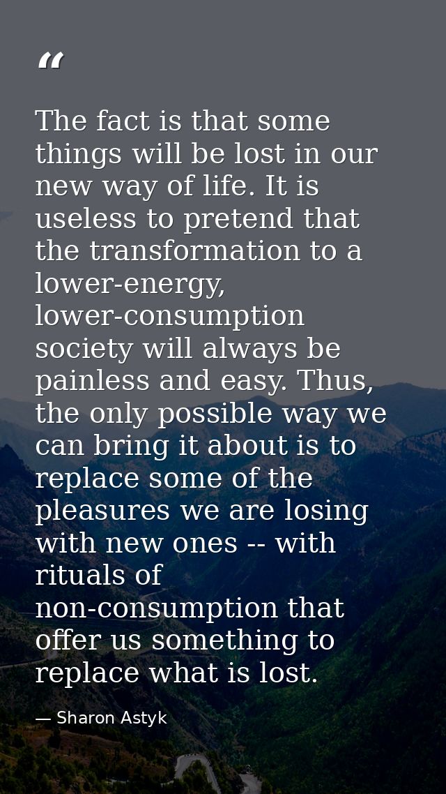 The fact is that some things will be lost in our new way of life. It is useless to pretend that the transformation to a  — Sharon Astyk