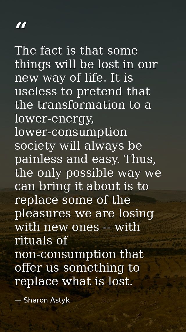 The fact is that some things will be lost in our new way of life. It is useless to pretend that the transformation to a  — Sharon Astyk