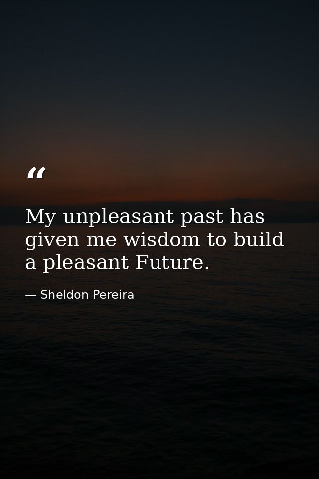 My unpleasant past has given me wisdom to build a pleasant Future. — Sheldon Pereira