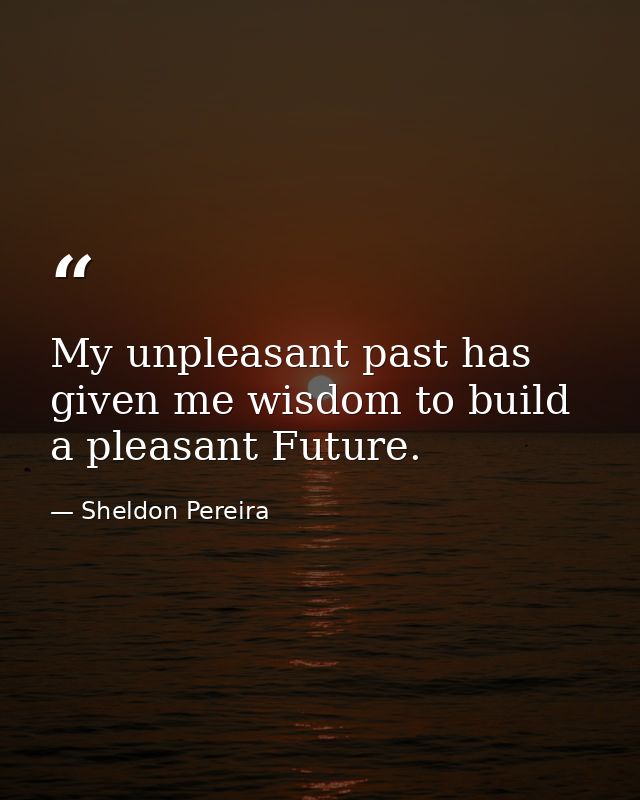 My unpleasant past has given me wisdom to build a pleasant Future. — Sheldon Pereira