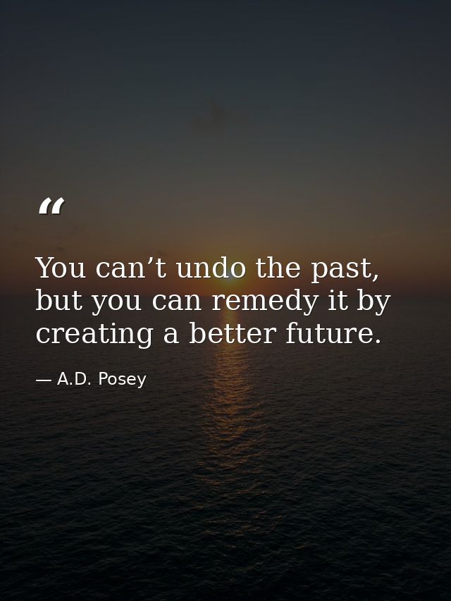 You can’t undo the past, but you can remedy it by creating a better future. — A.D. Posey