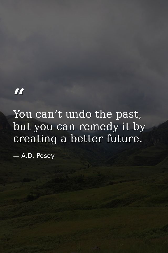 You can’t undo the past, but you can remedy it by creating a better future. — A.D. Posey