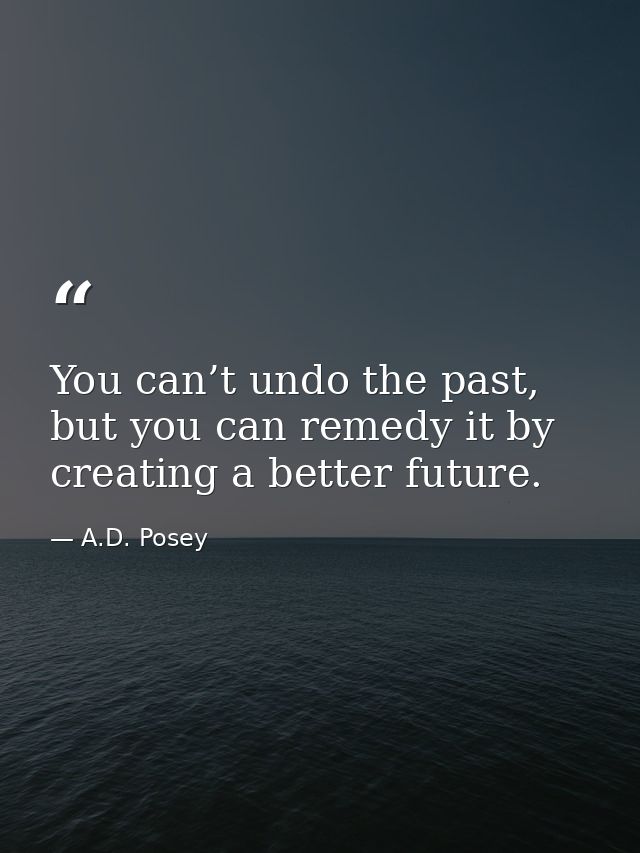 You can’t undo the past, but you can remedy it by creating a better future. — A.D. Posey