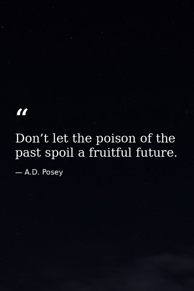 Don’t let the poison of the past spoil a fruitful future. — A.D. Posey