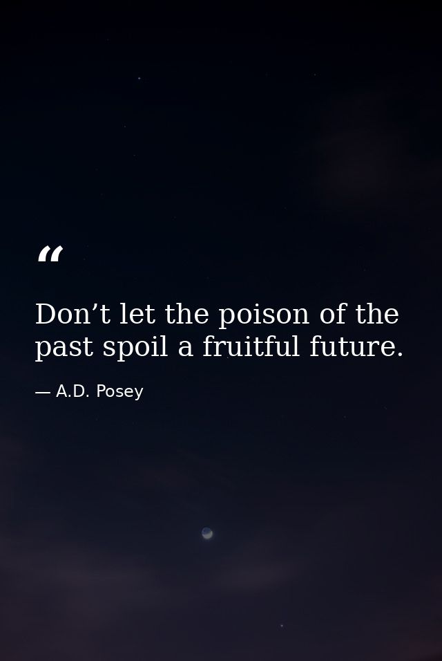 Don’t let the poison of the past spoil a fruitful future. — A.D. Posey