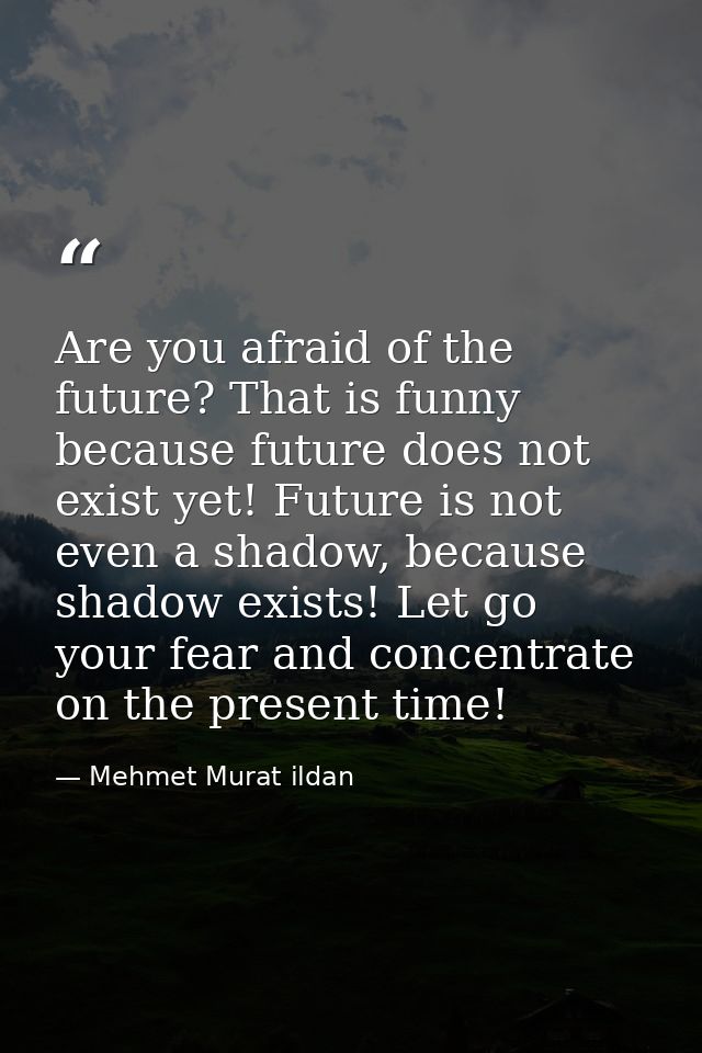Are you afraid of the future? That is funny because future does not exist yet! Future is not even a shadow, because shad — Mehmet Murat ildan