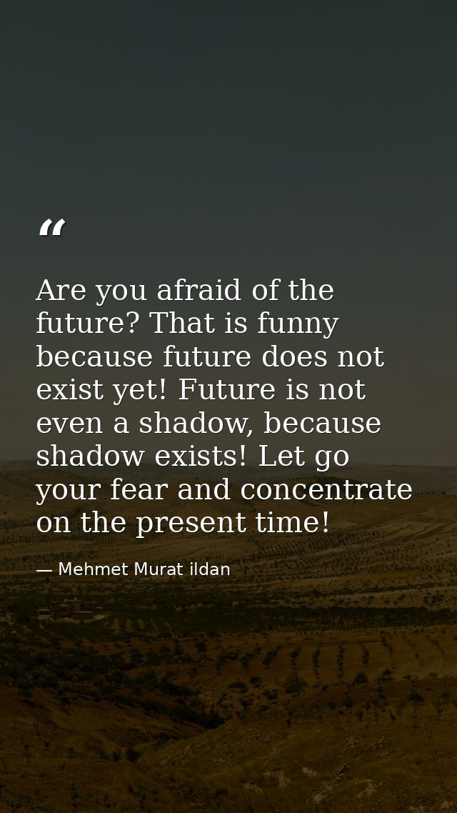 Are you afraid of the future? That is funny because future does not exist yet! Future is not even a shadow, because shad — Mehmet Murat ildan