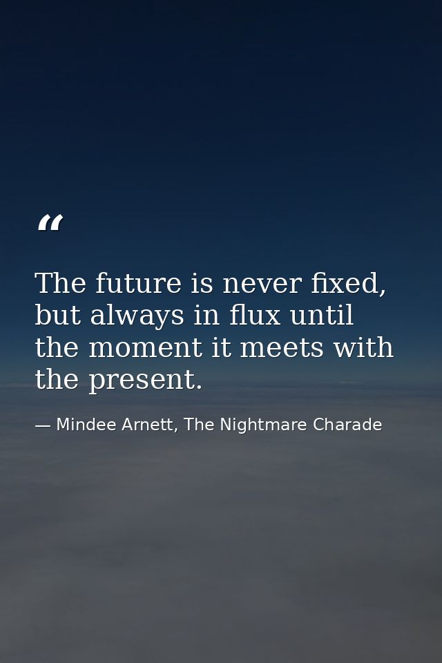 The future is never fixed, but always in flux until the moment it meets with the present. — Mindee Arnett, The Nightmare Charade
