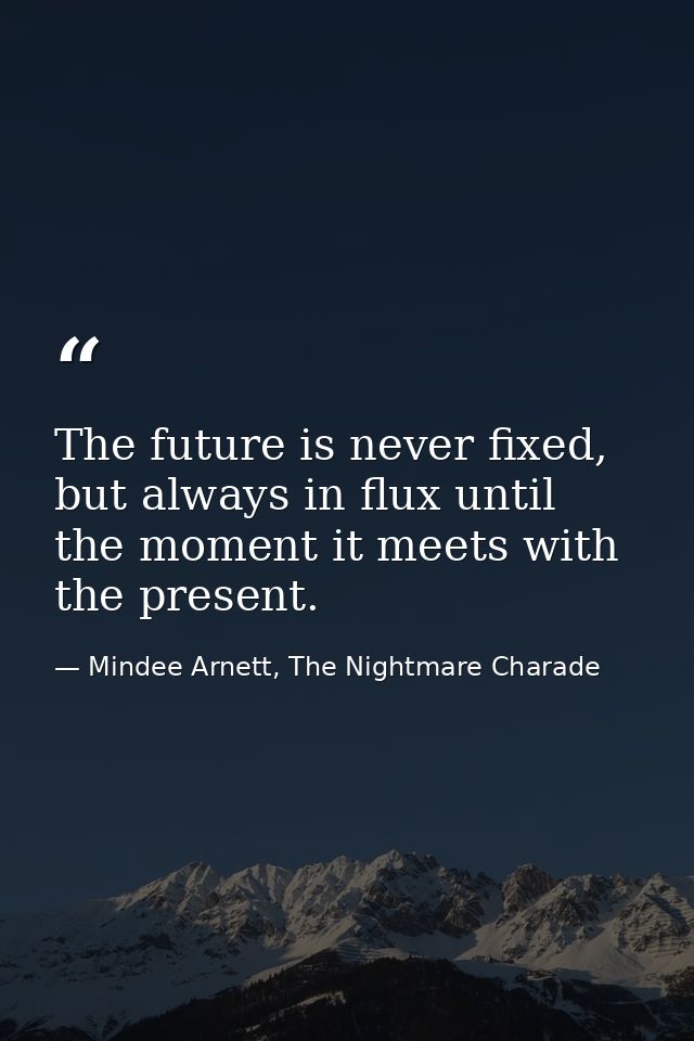 The future is never fixed, but always in flux until the moment it meets with the present. — Mindee Arnett, The Nightmare Charade