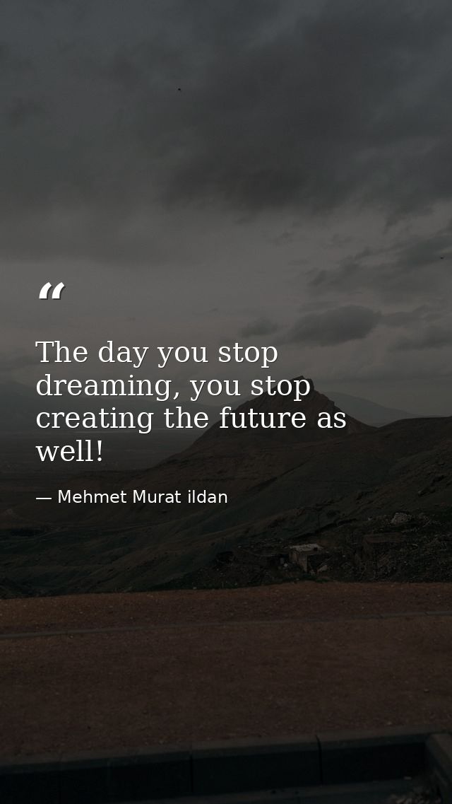 The day you stop dreaming, you stop creating the future as well! — Mehmet Murat ildan