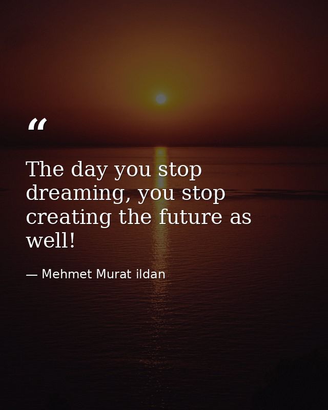 The day you stop dreaming, you stop creating the future as well! — Mehmet Murat ildan