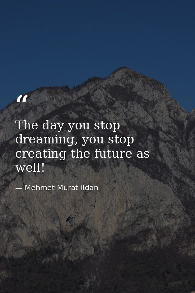 The day you stop dreaming, you stop creating the future as well! — Mehmet Murat ildan