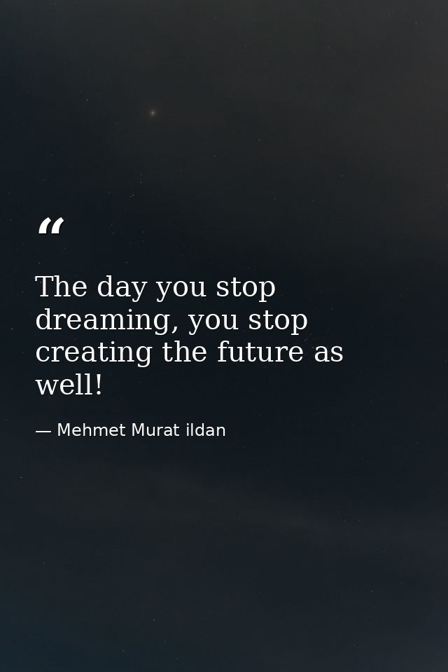 The day you stop dreaming, you stop creating the future as well! — Mehmet Murat ildan