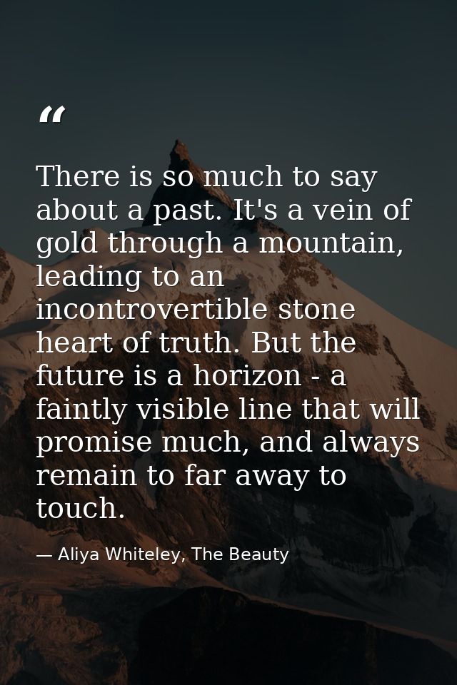 There is so much to say about a past. It's a vein of gold through a mountain, leading to an incontrovertible stone heart — Aliya Whiteley, The Beauty