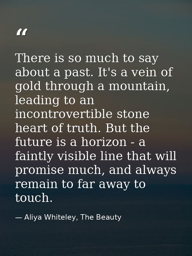 There is so much to say about a past. It's a vein of gold through a mountain, leading to an incontrovertible stone heart — Aliya Whiteley, The Beauty