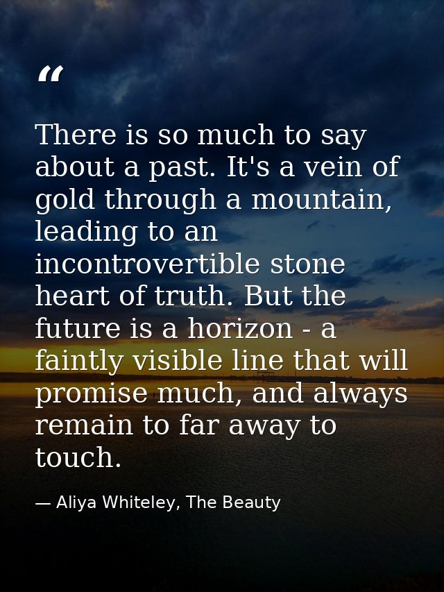 There is so much to say about a past. It's a vein of gold through a mountain, leading to an incontrovertible stone heart — Aliya Whiteley, The Beauty
