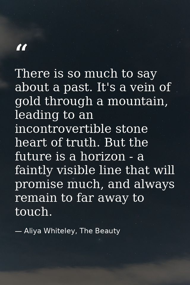 There is so much to say about a past. It's a vein of gold through a mountain, leading to an incontrovertible stone heart — Aliya Whiteley, The Beauty