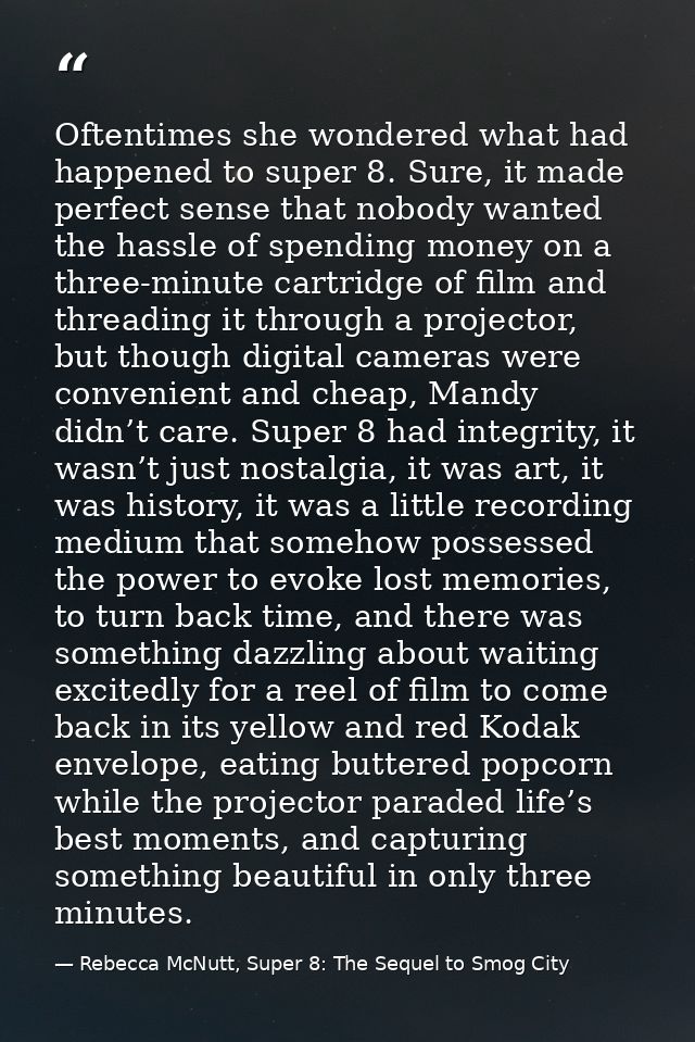 Oftentimes she wondered what had happened to super 8. Sure, it made perfect sense that nobody wanted the hassle of spend — Rebecca McNutt, Super 8: The Sequel to Smog City