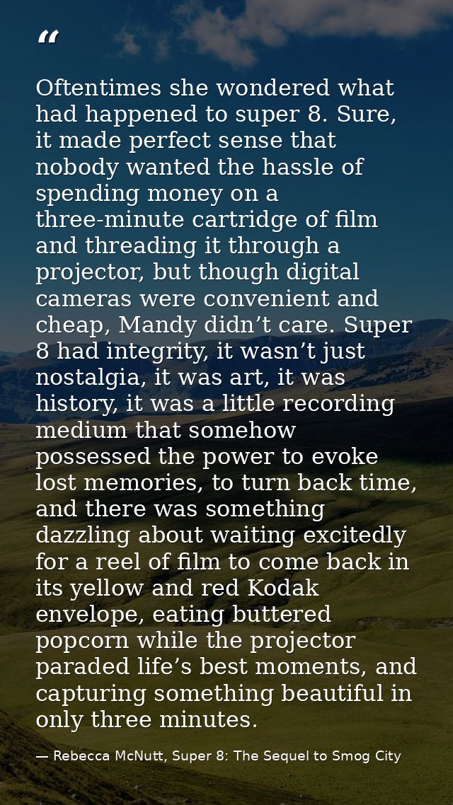 Oftentimes she wondered what had happened to super 8. Sure, it made perfect sense that nobody wanted the hassle of spend — Rebecca McNutt, Super 8: The Sequel to Smog City