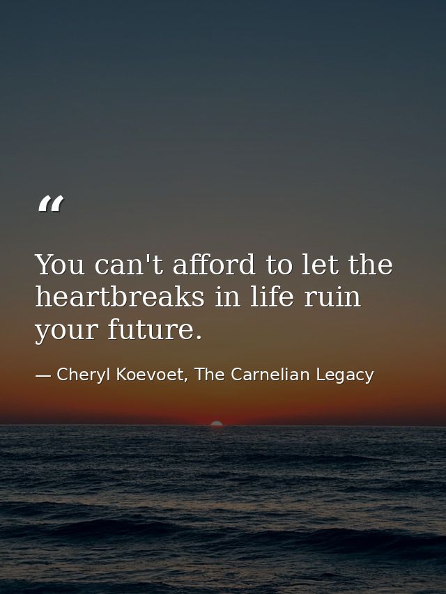 You can't afford to let the heartbreaks in life ruin your future. — Cheryl Koevoet, The Carnelian Legacy