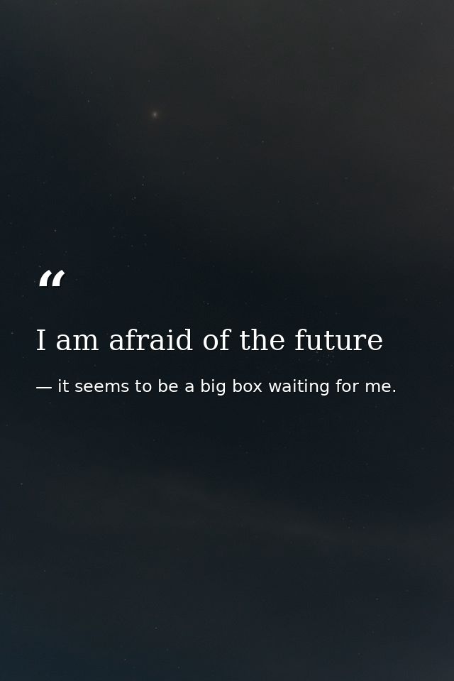 I am afraid of the future — it seems to be a big box waiting for me.