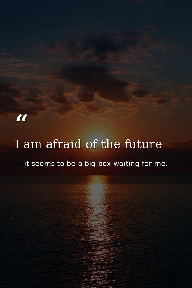 I am afraid of the future — it seems to be a big box waiting for me.